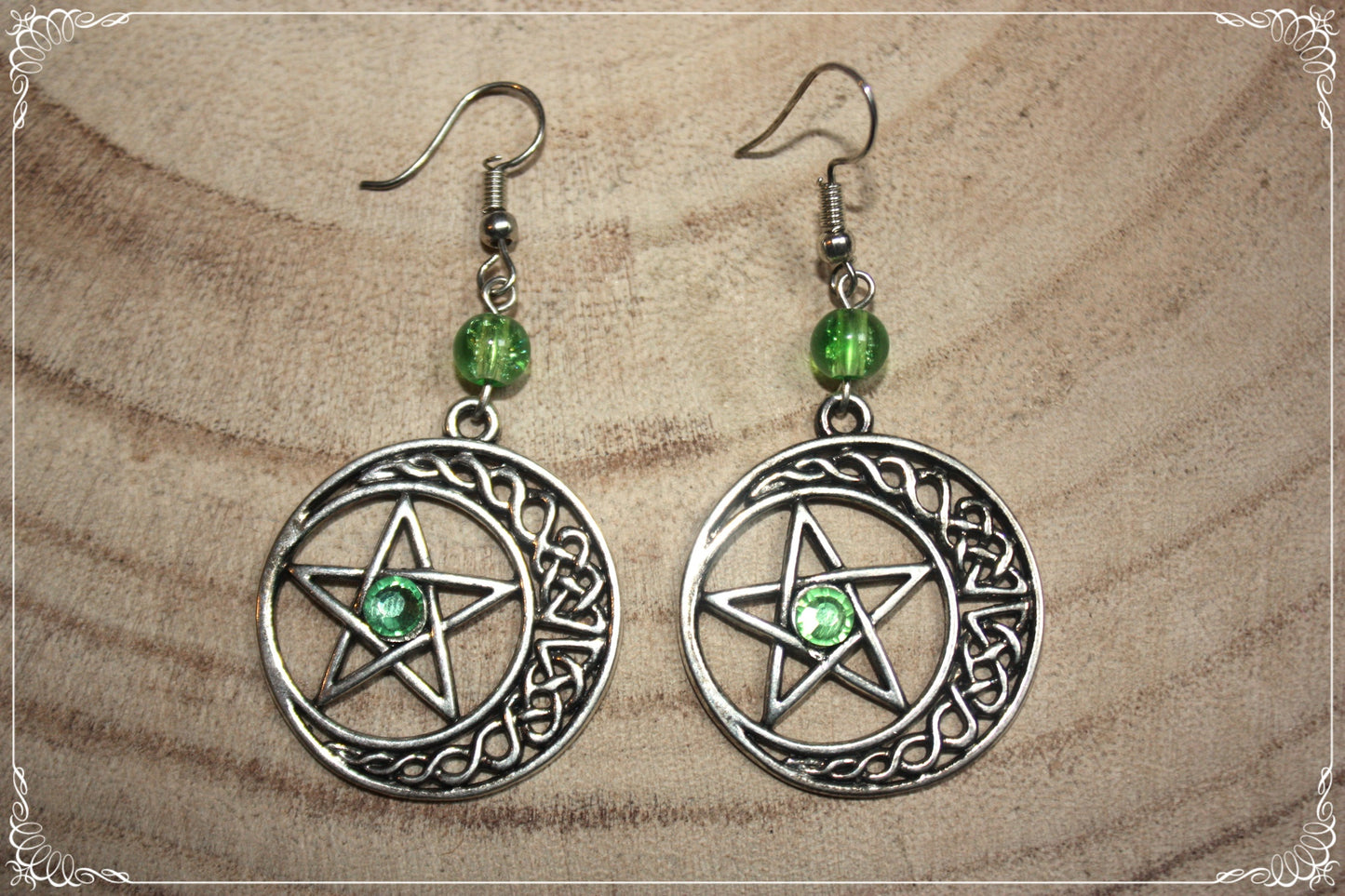 Boucles d'oreilles "Pentacles celtiques lunes"