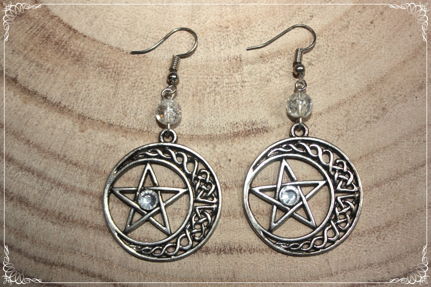 Boucles d'oreilles "Pentacles celtiques lunes"