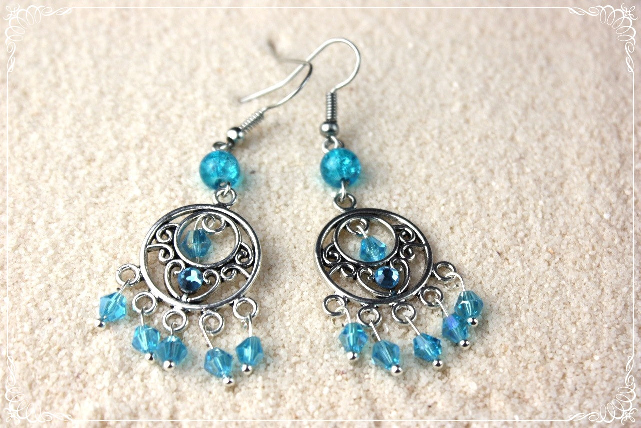 Boucles d'oreilles orientalisantes "Perles et strass"