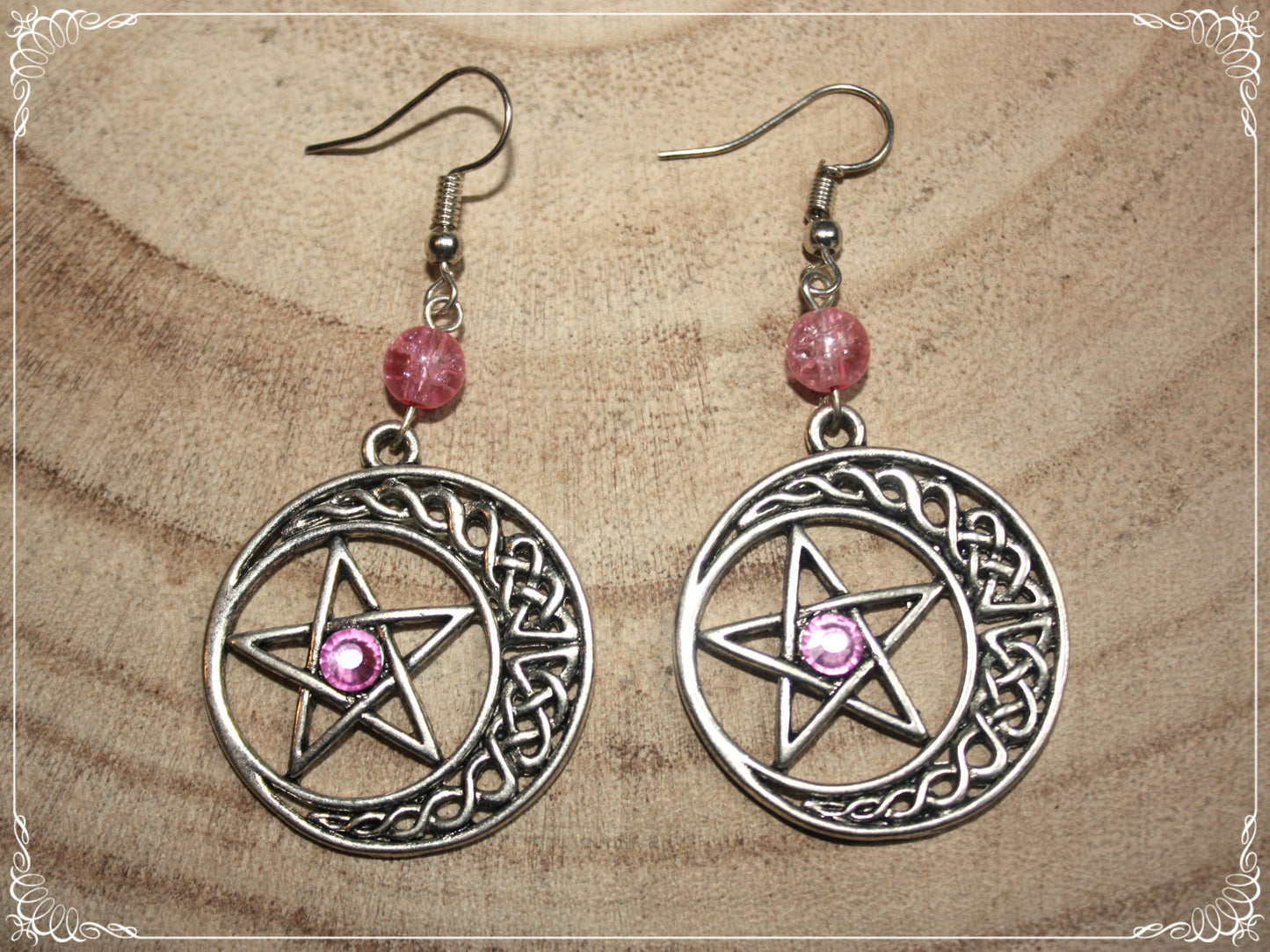 Boucles d'oreilles "Pentacles celtiques lunes"