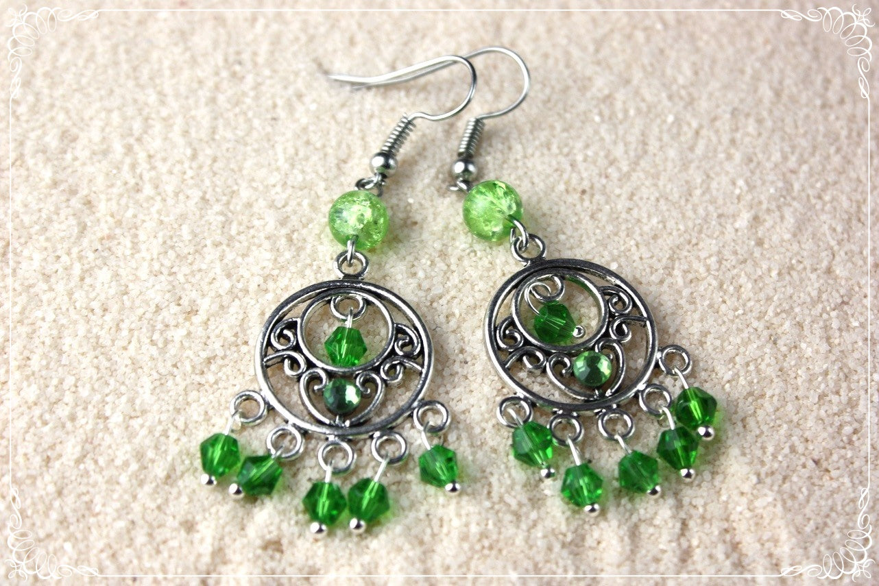 Boucles d'oreilles orientalisantes "Perles et strass"
