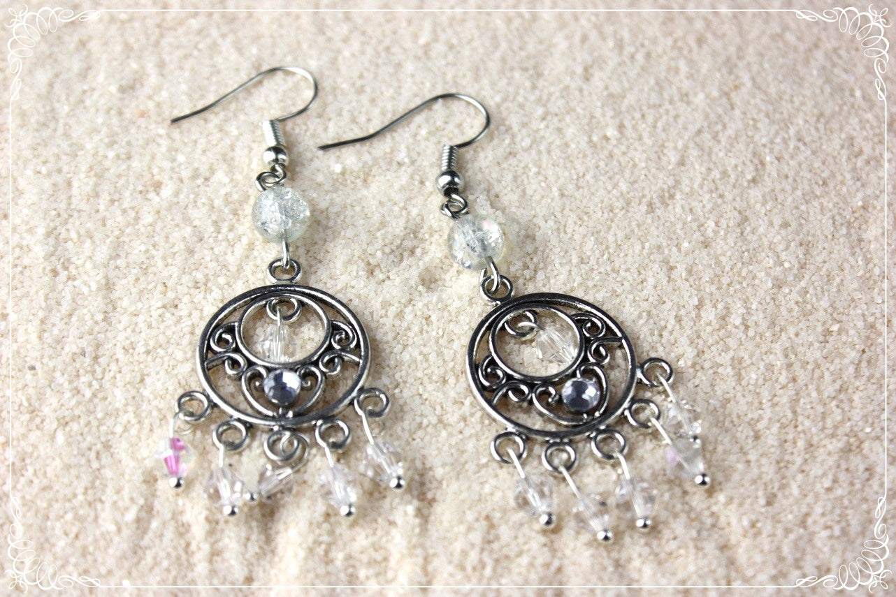 Boucles d'oreilles orientalisantes "Perles et strass"