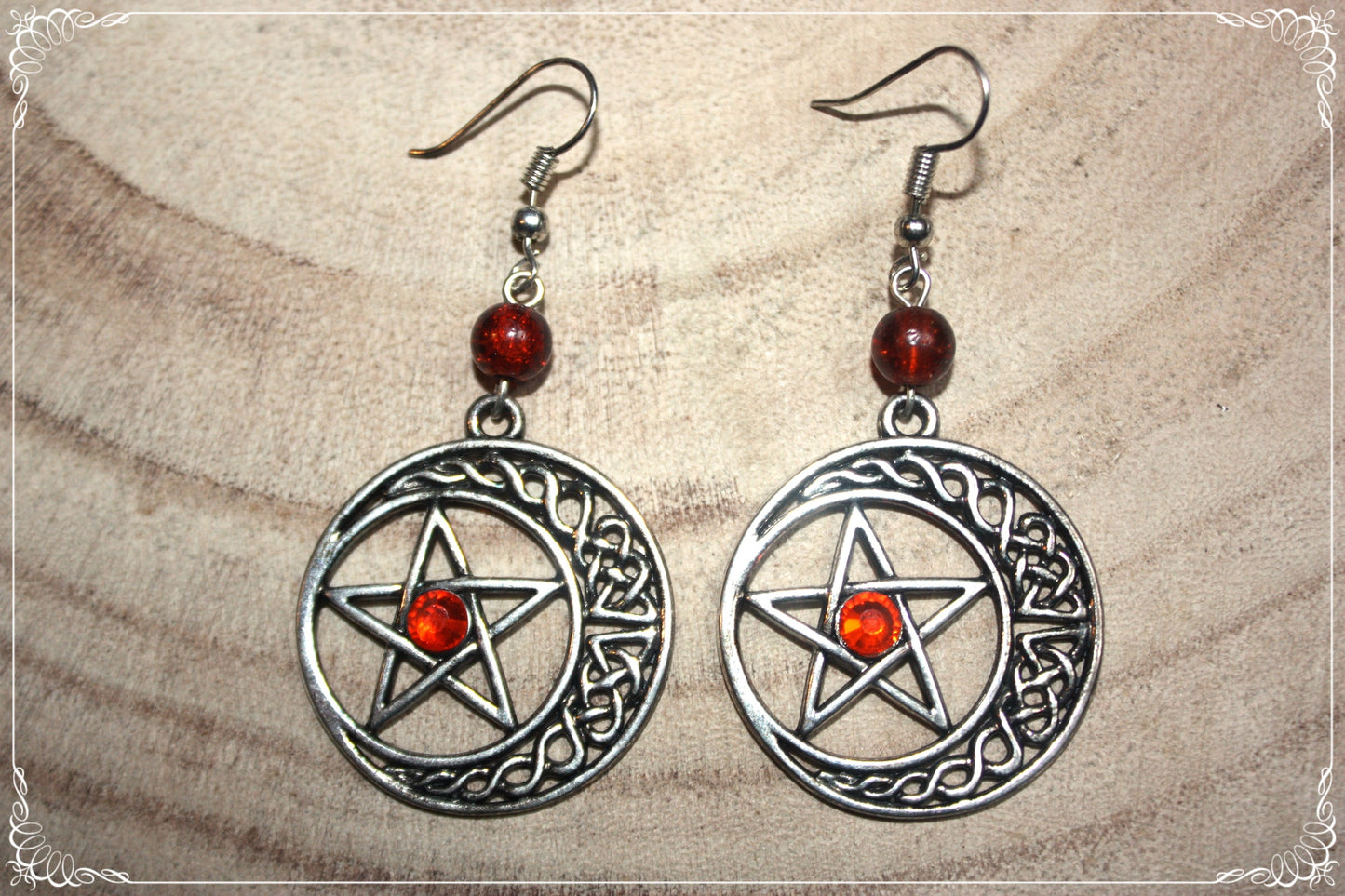 Boucles d'oreilles "Pentacles celtiques lunes"