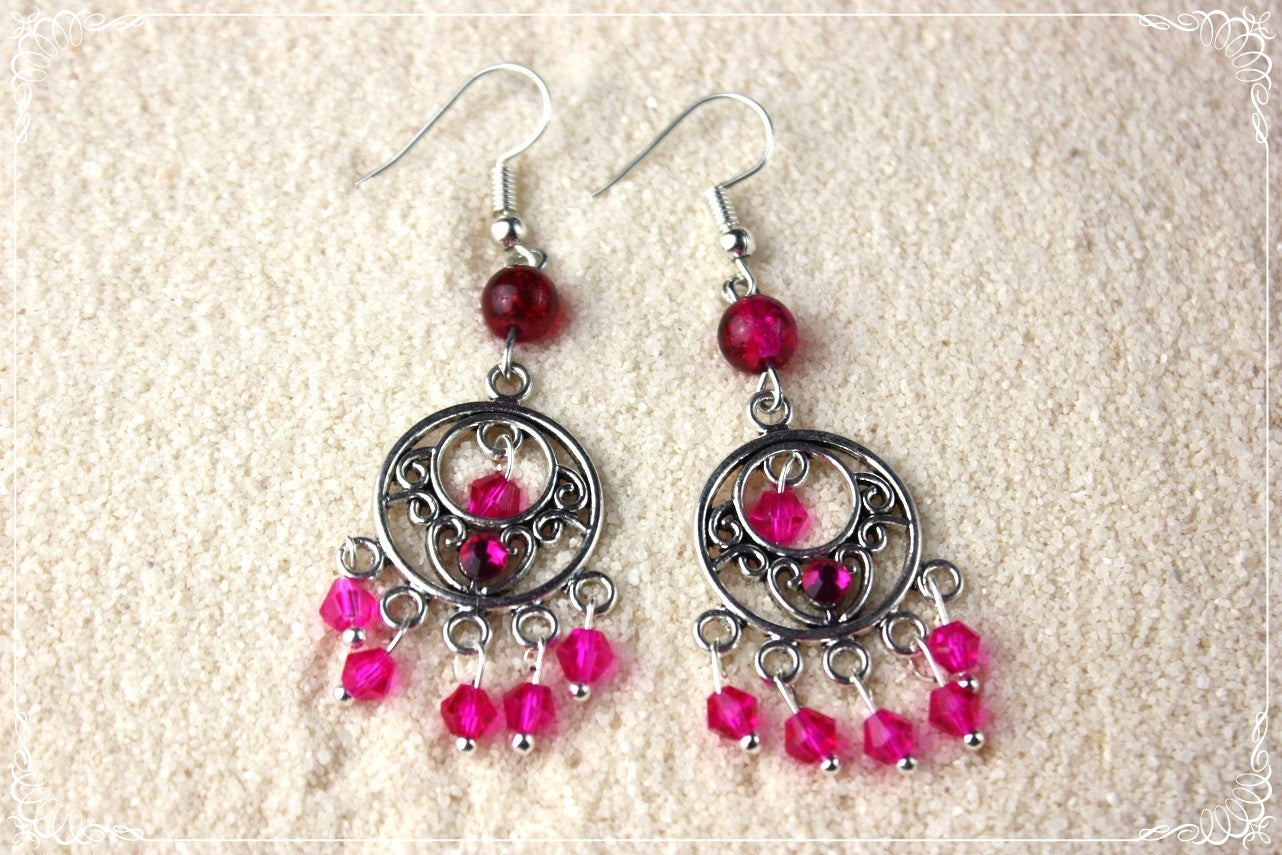 Boucles d'oreilles orientalisantes "Perles et strass"