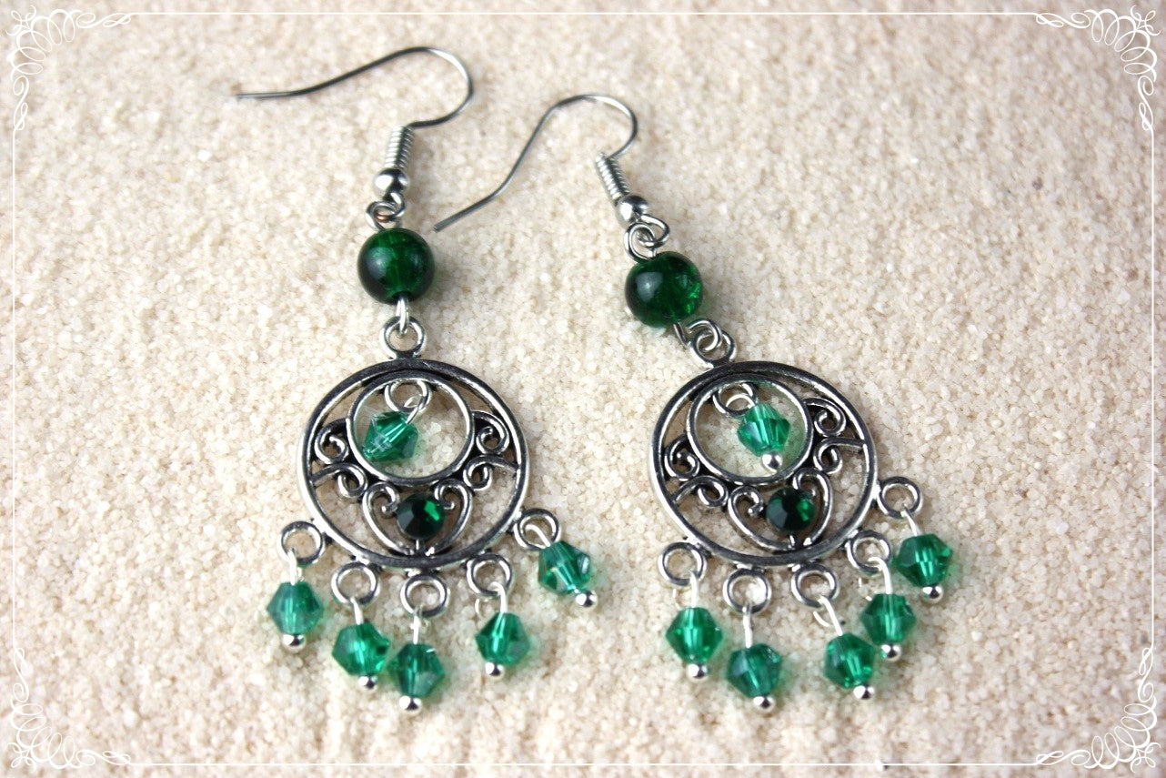 Boucles d'oreilles orientalisantes "Perles et strass"