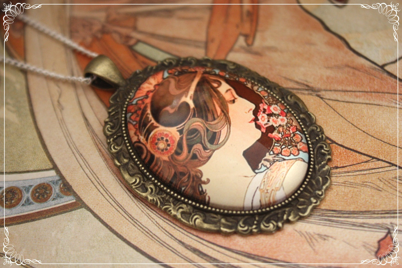 Pendentifs "Mucha - Art Nouveau - Bronze"