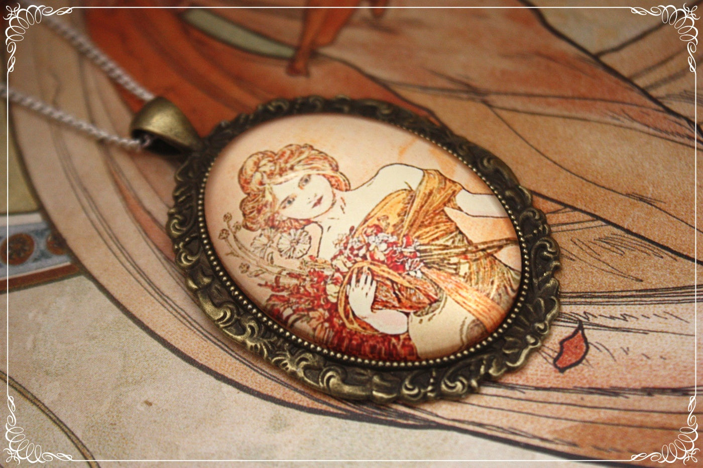 Pendentifs "Mucha - Art Nouveau - Bronze"