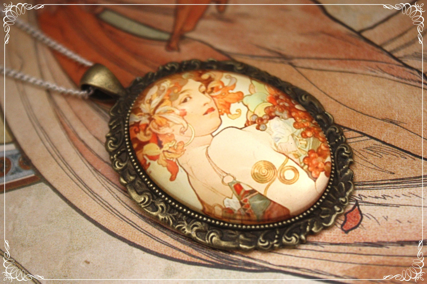 Pendentifs "Mucha - Art Nouveau - Bronze"