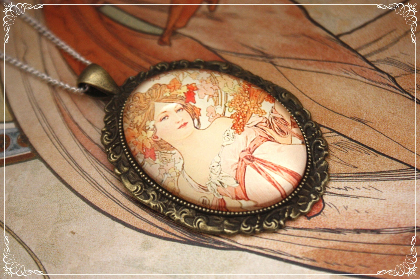 Pendentifs "Mucha - Art Nouveau - Bronze"