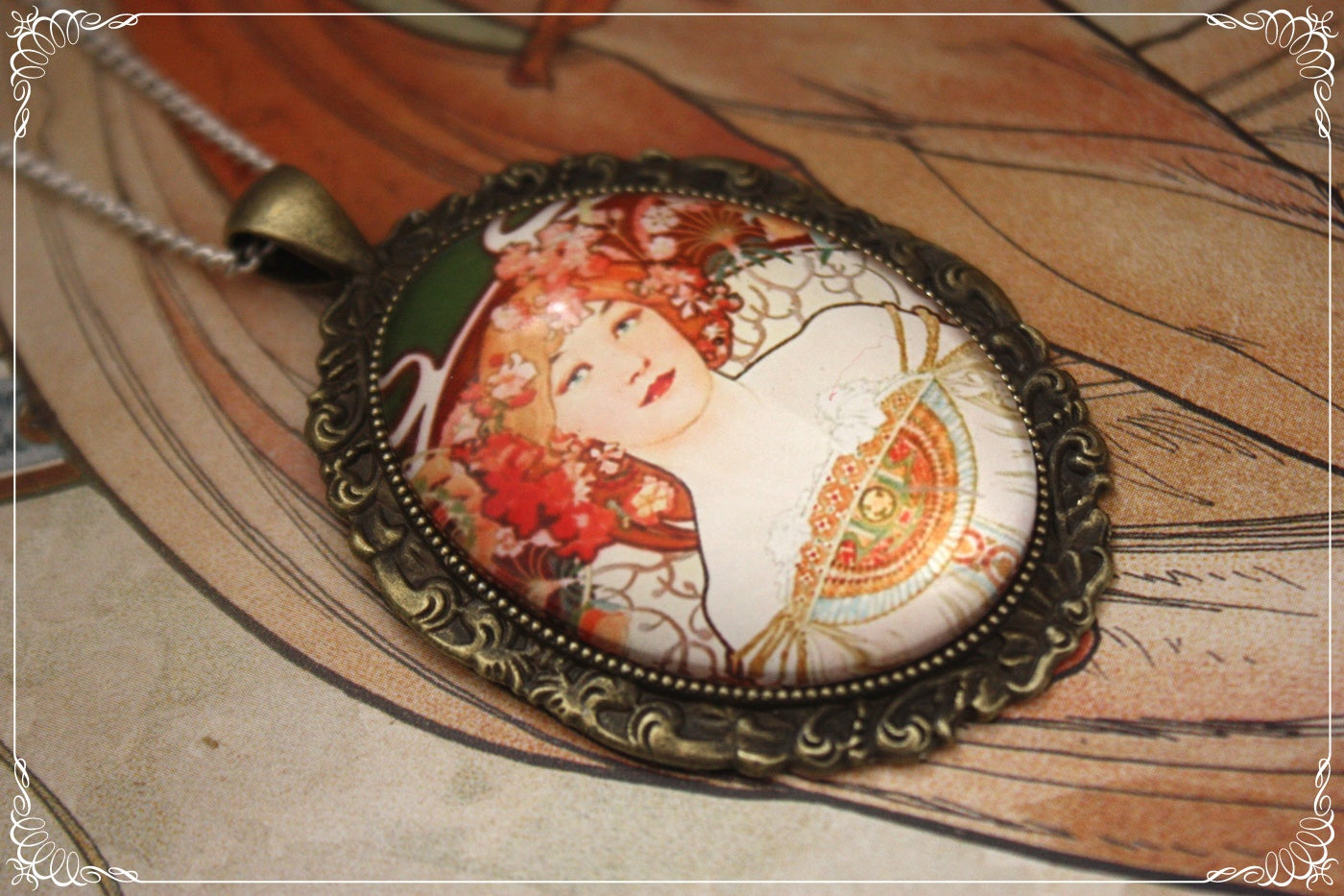 Pendentifs "Mucha - Art Nouveau - Bronze"