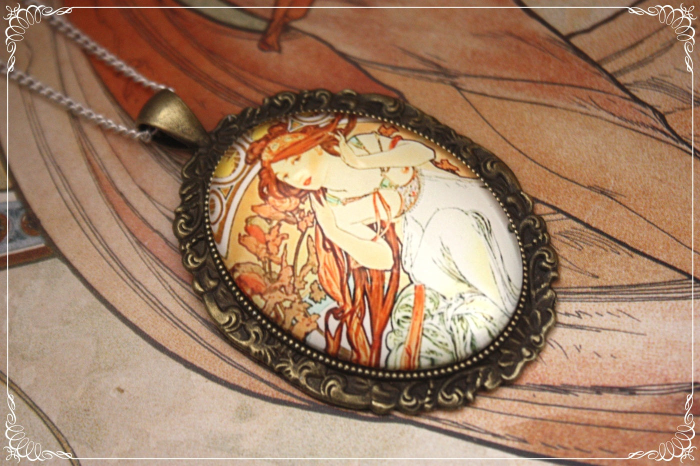 Pendentifs "Mucha - Art Nouveau - Bronze"