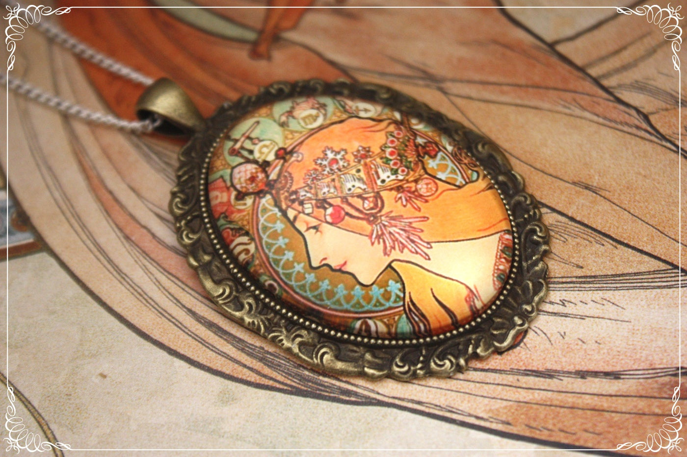 Pendentifs "Mucha - Art Nouveau - Bronze"