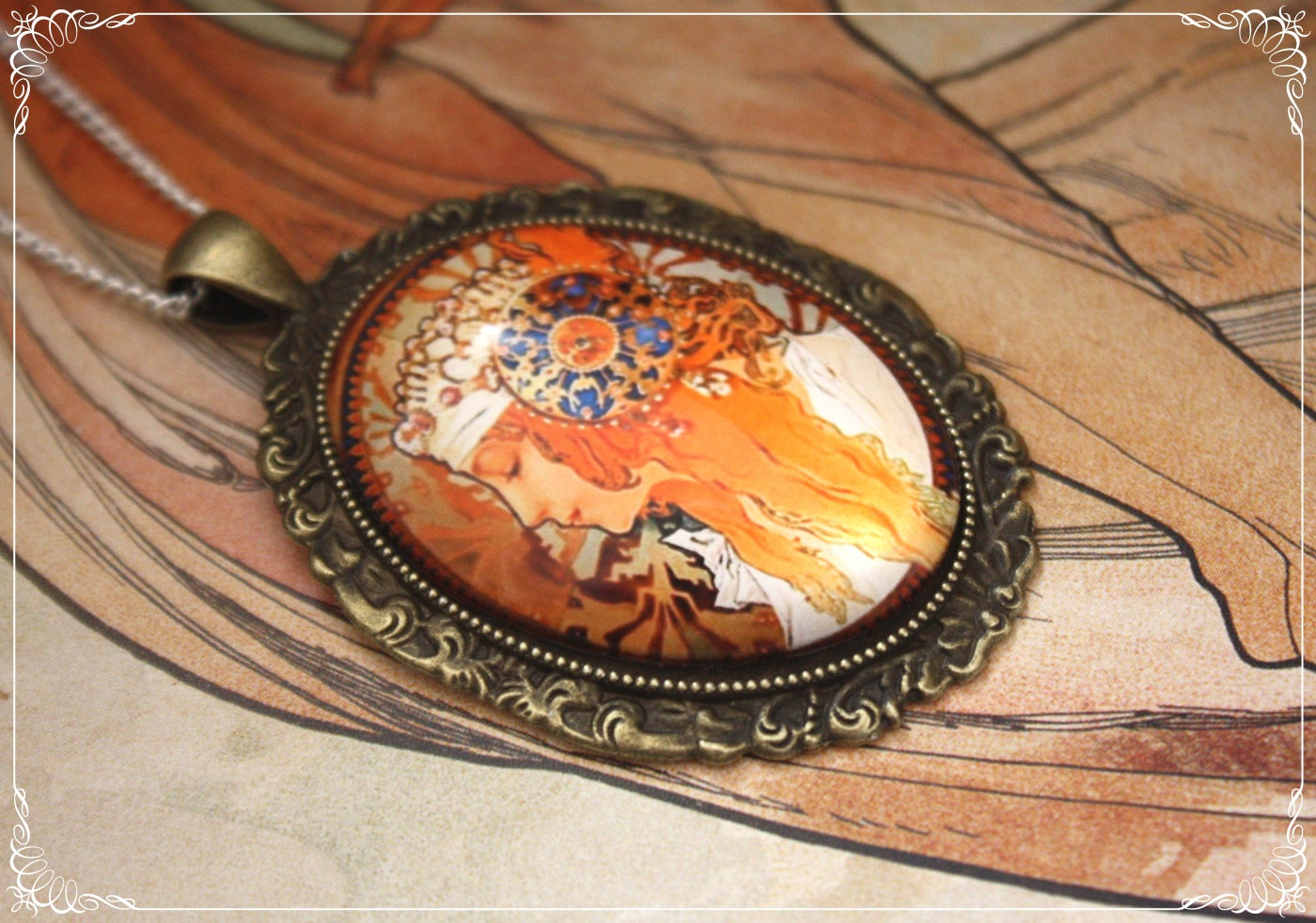 Pendentifs "Mucha - Art Nouveau - Bronze"