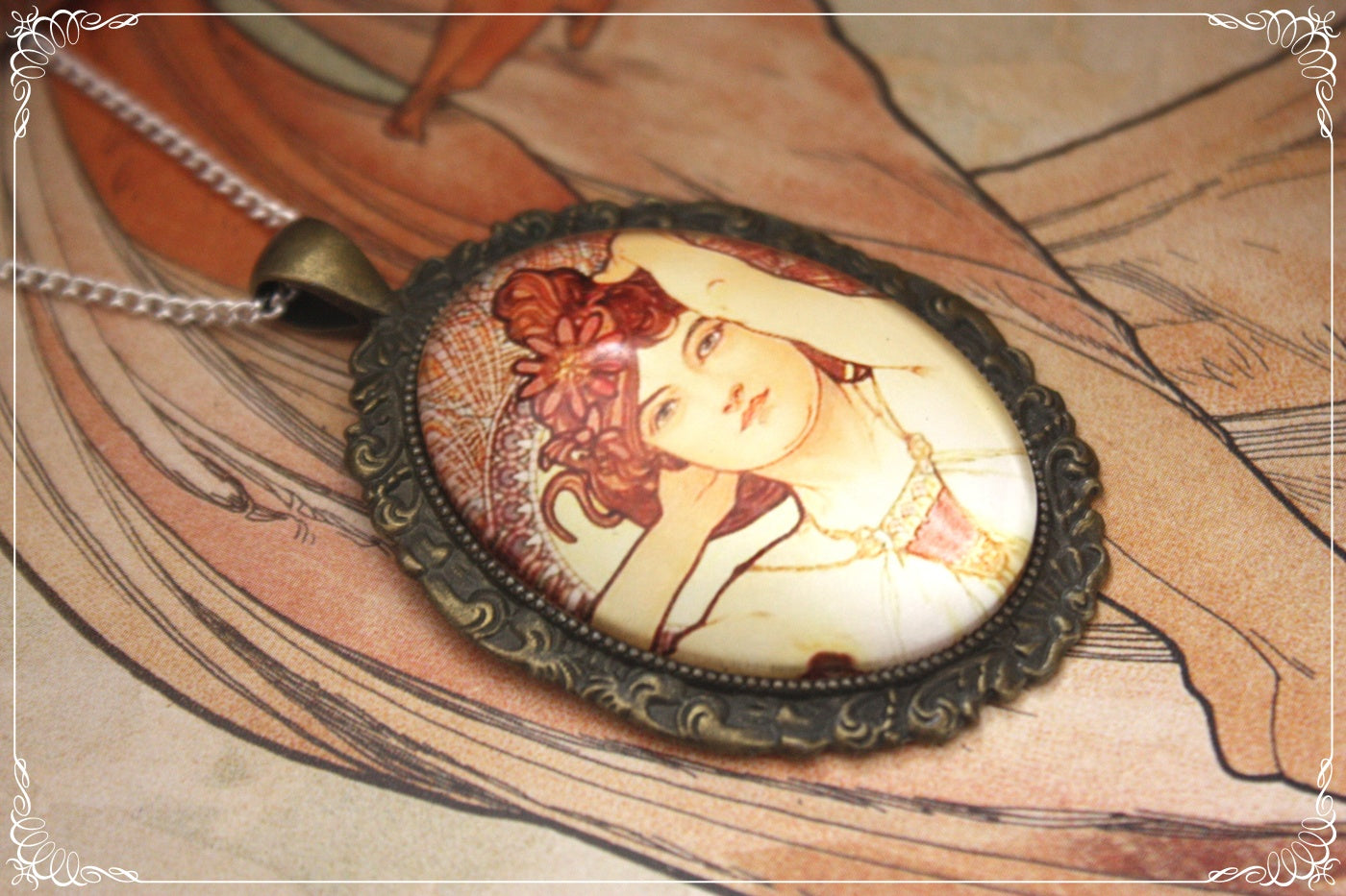 Pendentifs "Mucha - Art Nouveau - Bronze"