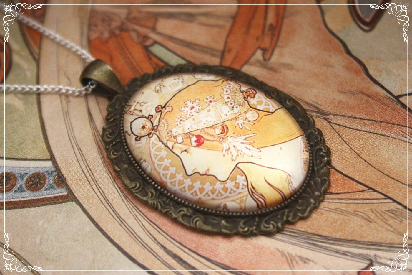 Pendentifs "Mucha - Art Nouveau - Bronze"