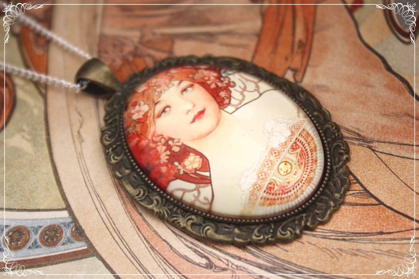Pendentifs "Mucha - Art Nouveau - Bronze"