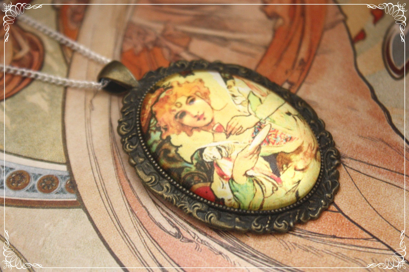 Pendentifs "Mucha - Art Nouveau - Bronze"