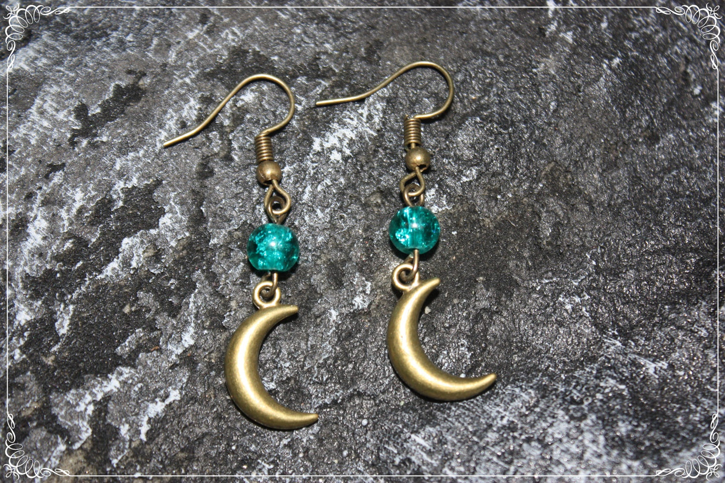 Boucles d'oreilles "Lunes et perles - Bronze"