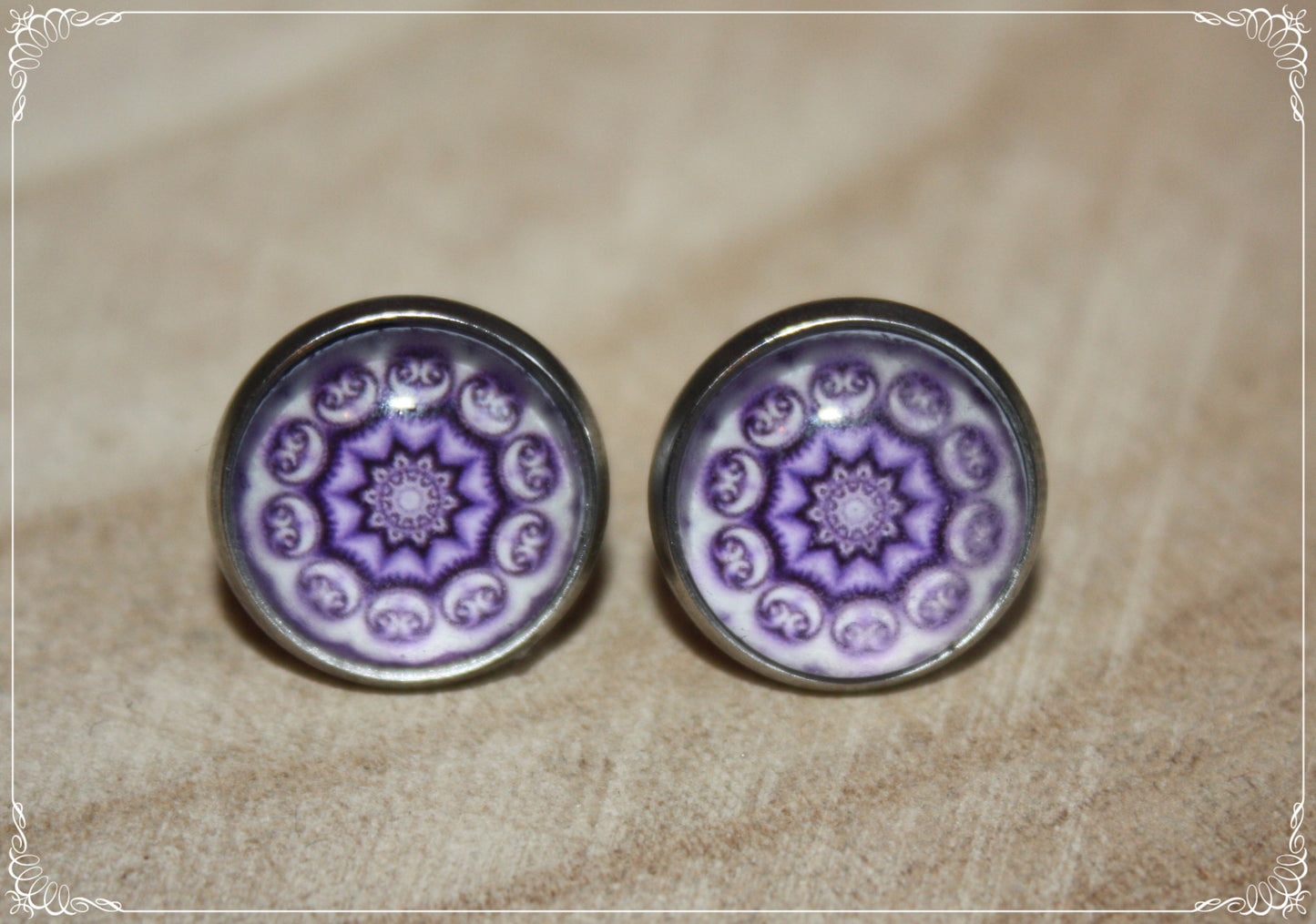 Boucles d'oreilles clous "Mandalas - Violet "