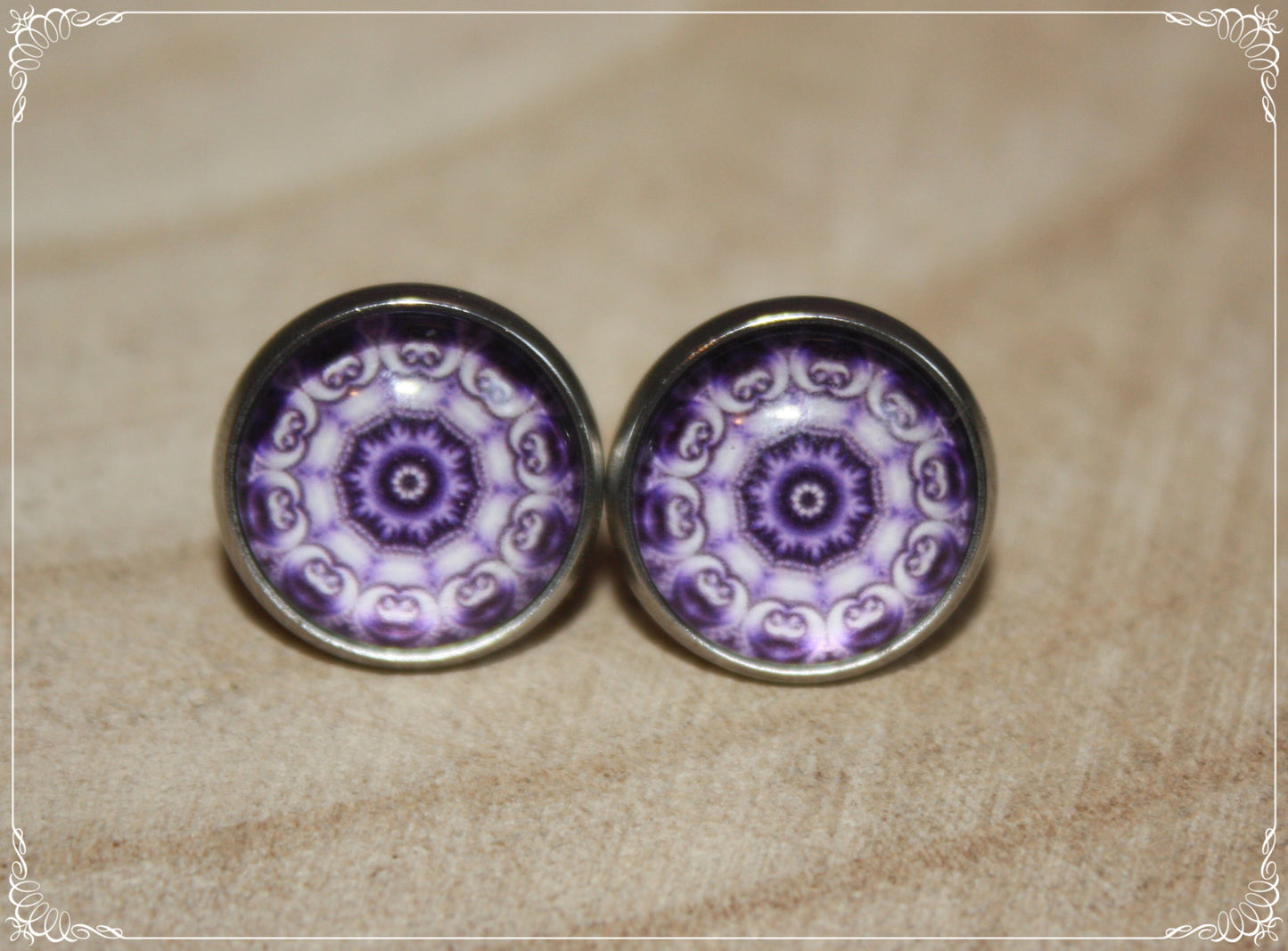 Boucles d'oreilles clous "Mandalas - Violet "