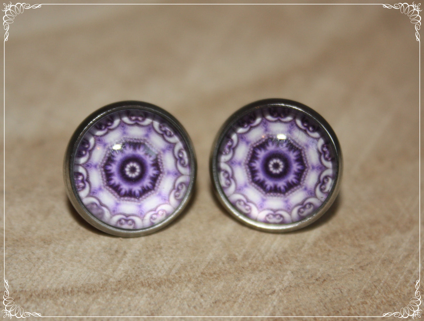 Boucles d'oreilles clous "Mandalas - Violet "