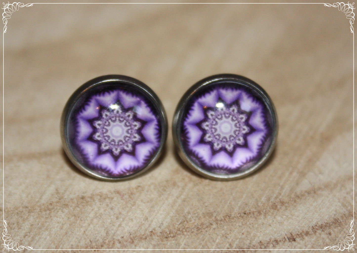 Boucles d'oreilles clous "Mandalas - Violet "