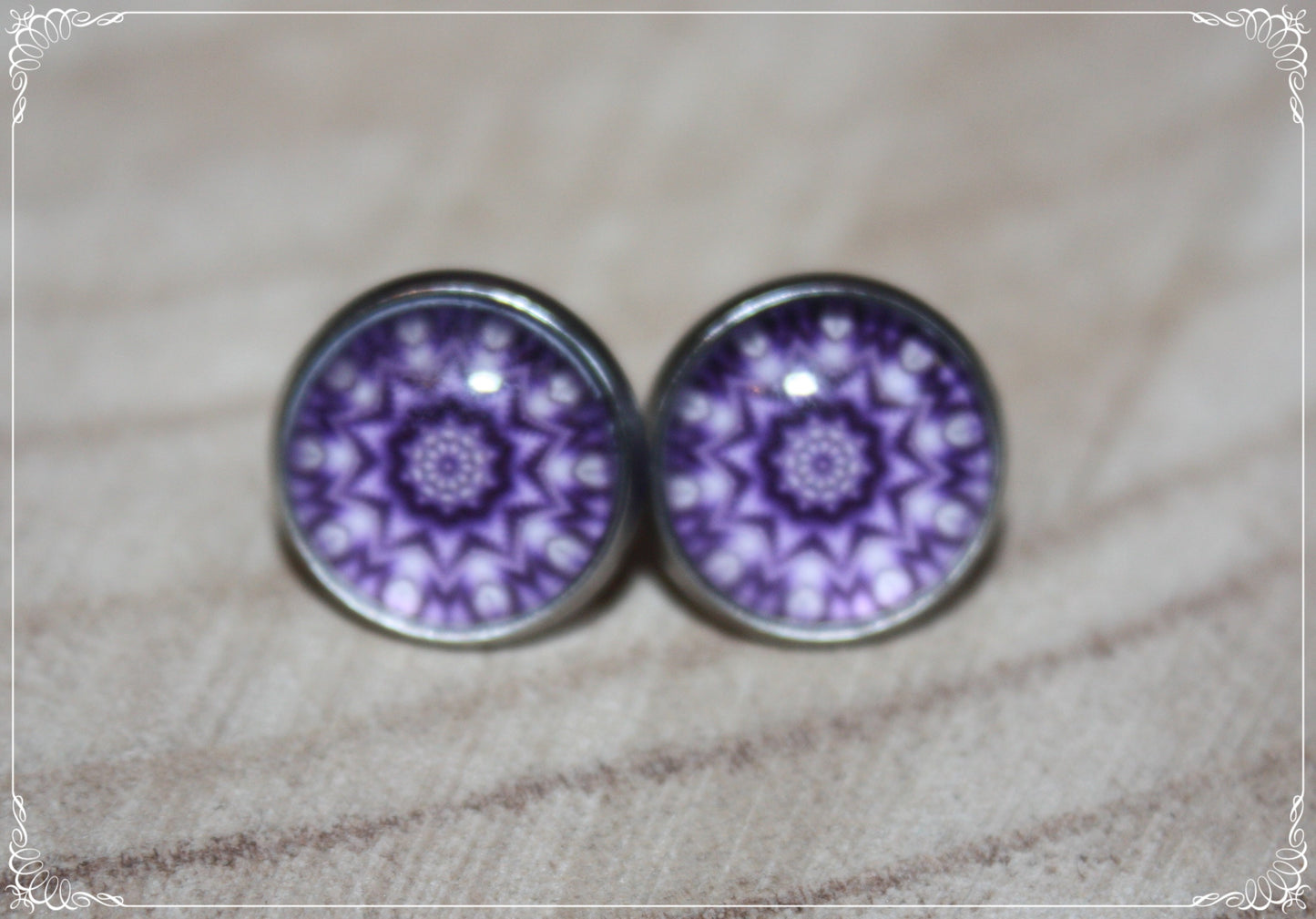 Boucles d'oreilles clous "Mandalas - Violet "