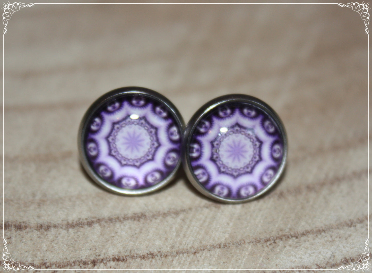 Boucles d'oreilles clous "Mandalas - Violet "