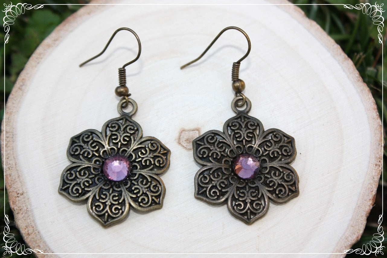 Boucles d'oreilles "Fleurs bronze"