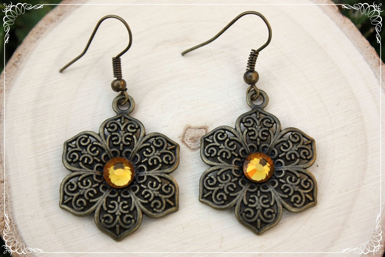 Boucles d'oreilles "Fleurs bronze"
