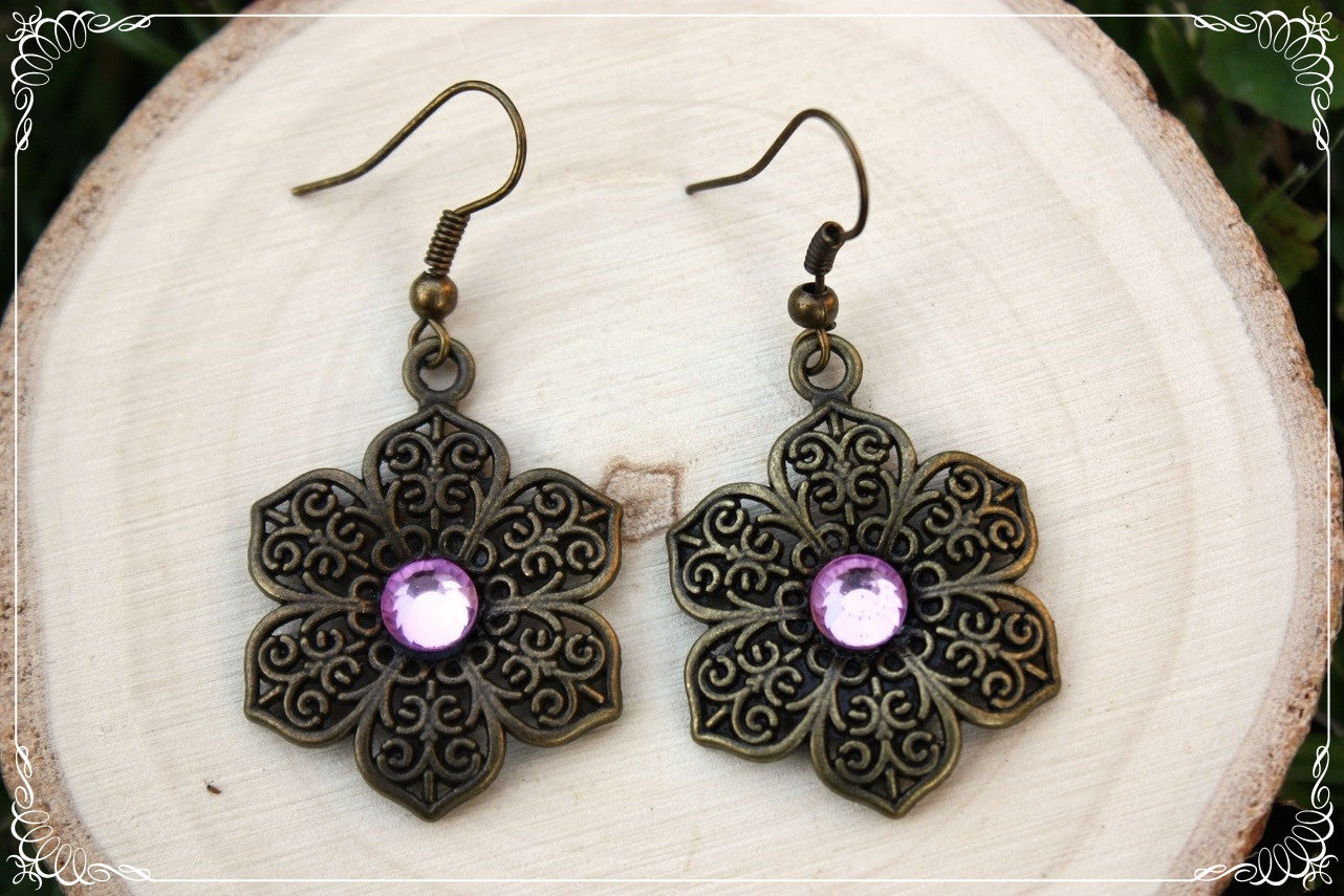 Boucles d'oreilles "Fleurs bronze"