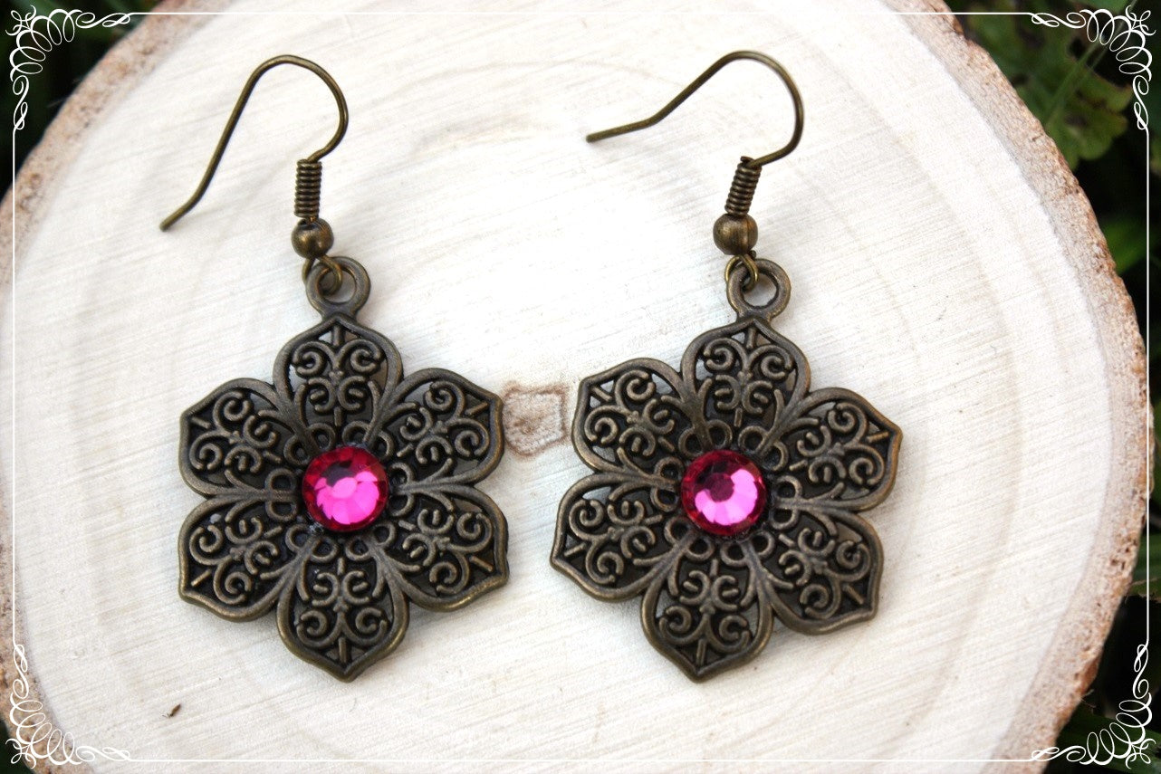 Boucles d'oreilles "Fleurs bronze"