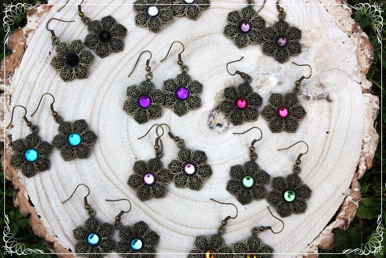 Boucles d'oreilles "Fleurs bronze"
