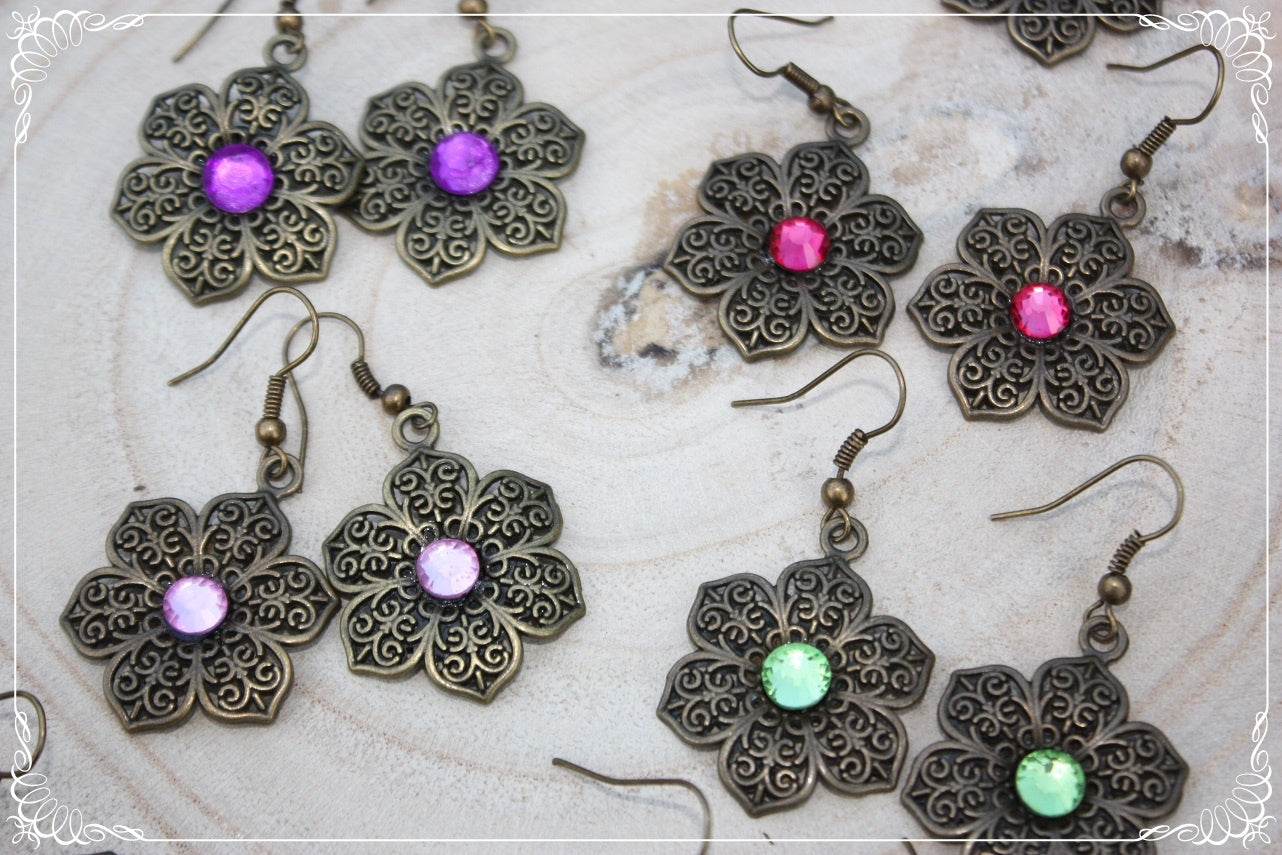 Boucles d'oreilles "Fleurs bronze"