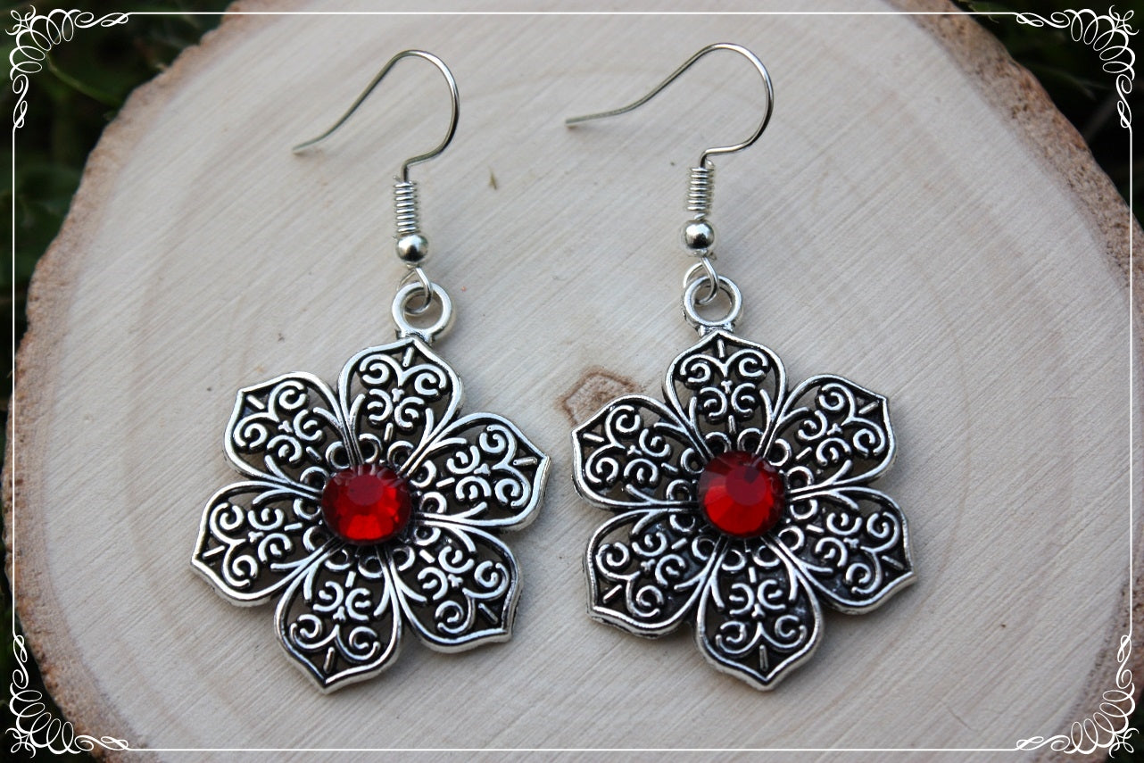 Boucles d'oreilles "Fleurs argentées"