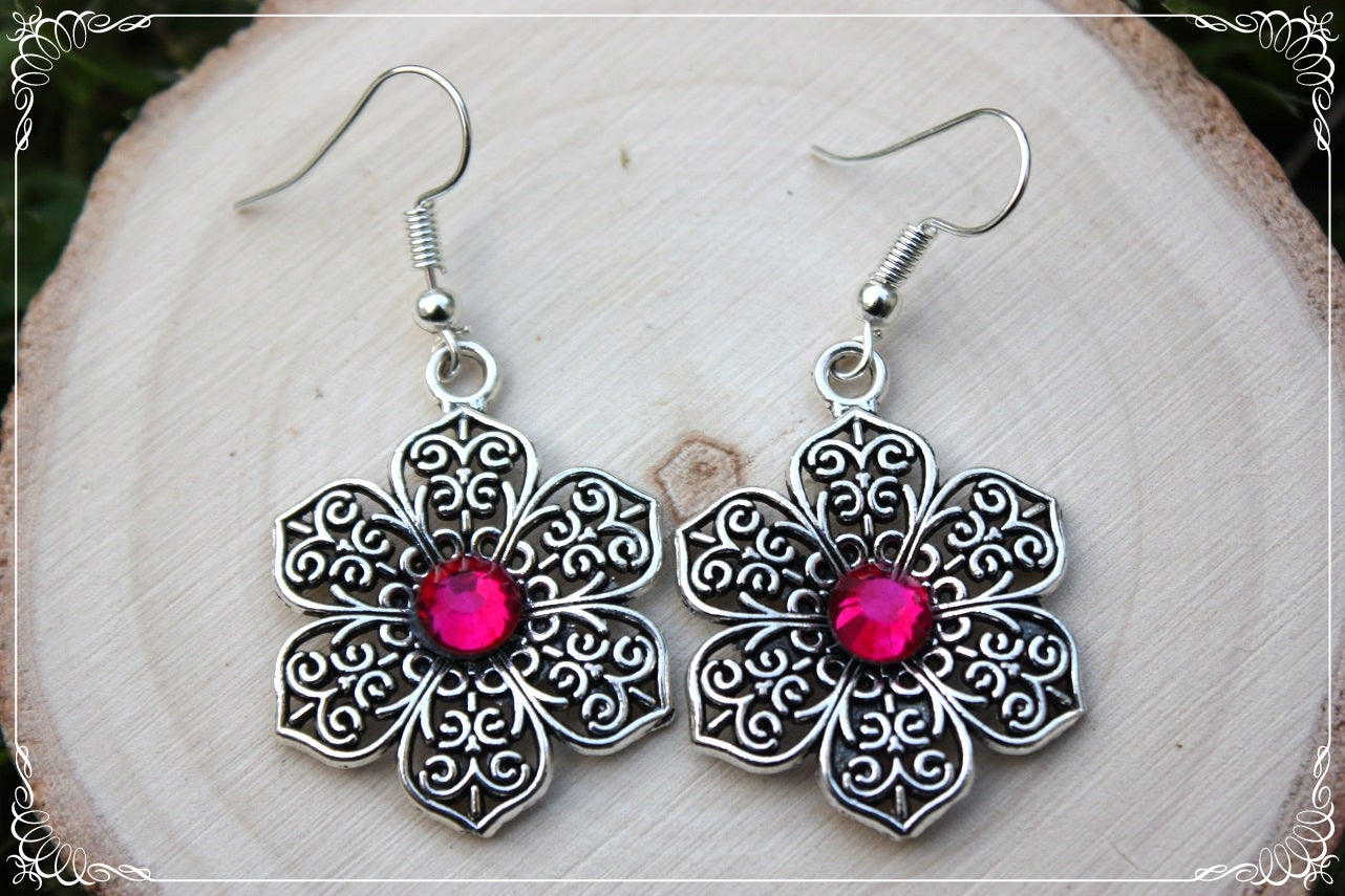 Boucles d'oreilles "Fleurs argentées"