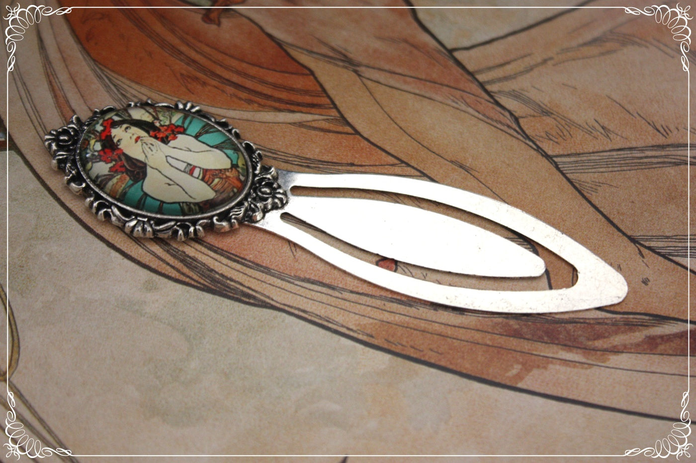 Marques-page "Mucha - Art Nouveau - Argent "
