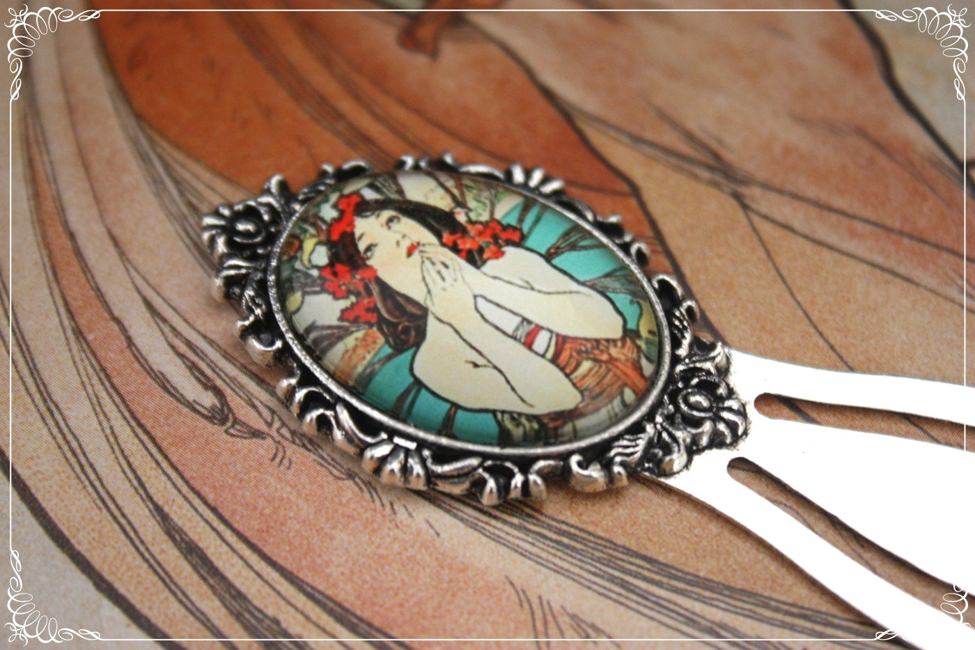 Marques-page "Mucha - Art Nouveau - Argent "
