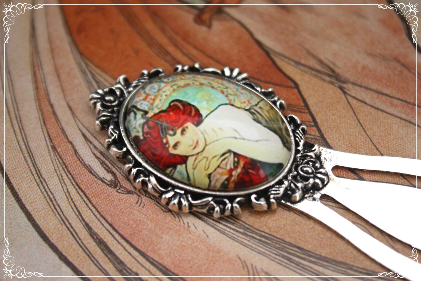 Marques-page "Mucha - Art Nouveau - Argent "