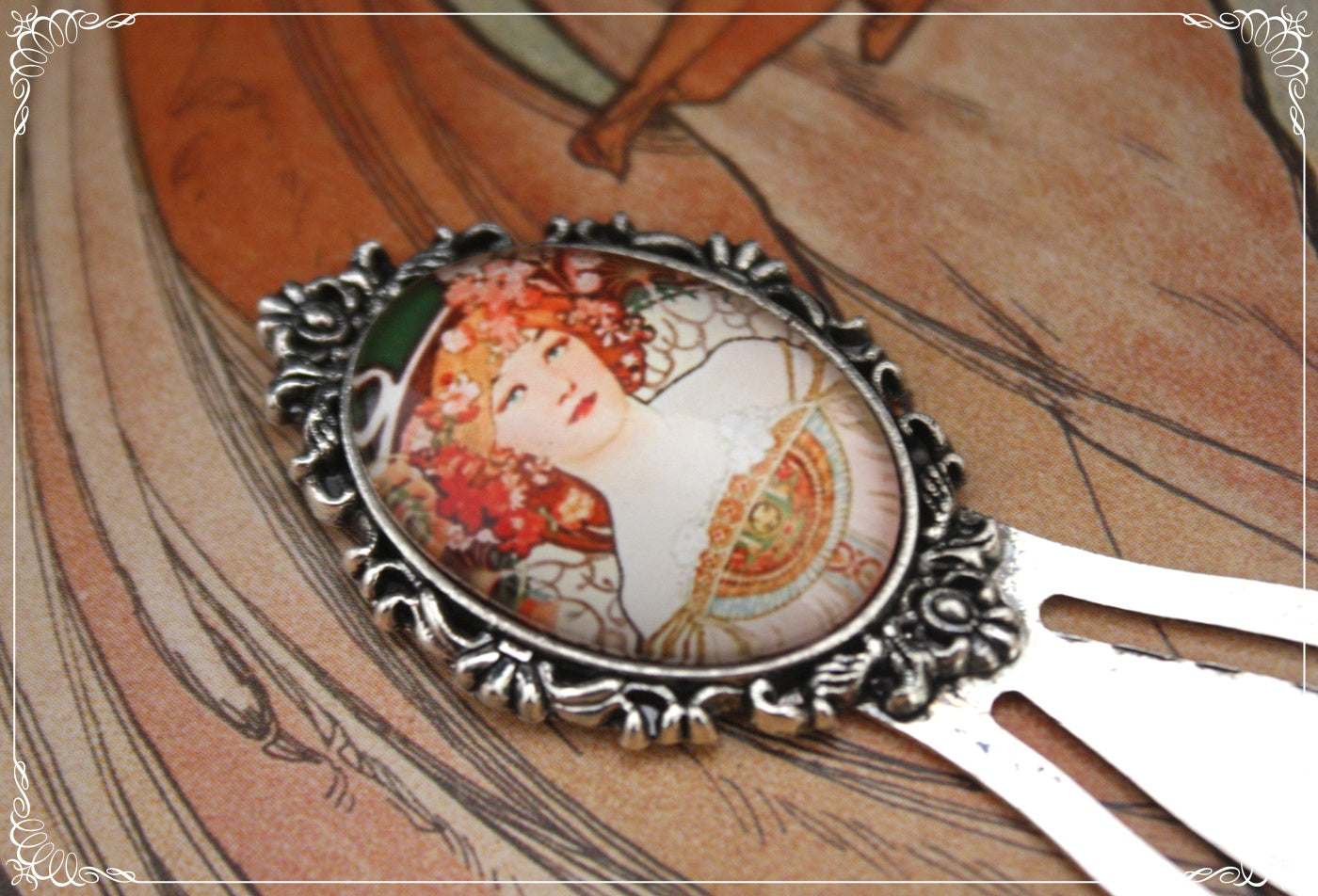 Marques-page "Mucha - Art Nouveau - Argent "