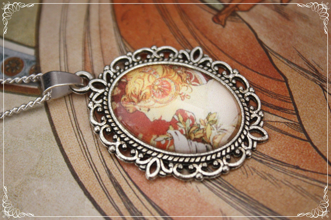 Petits Pendentifs "Mucha - Art Nouveau - Argent"