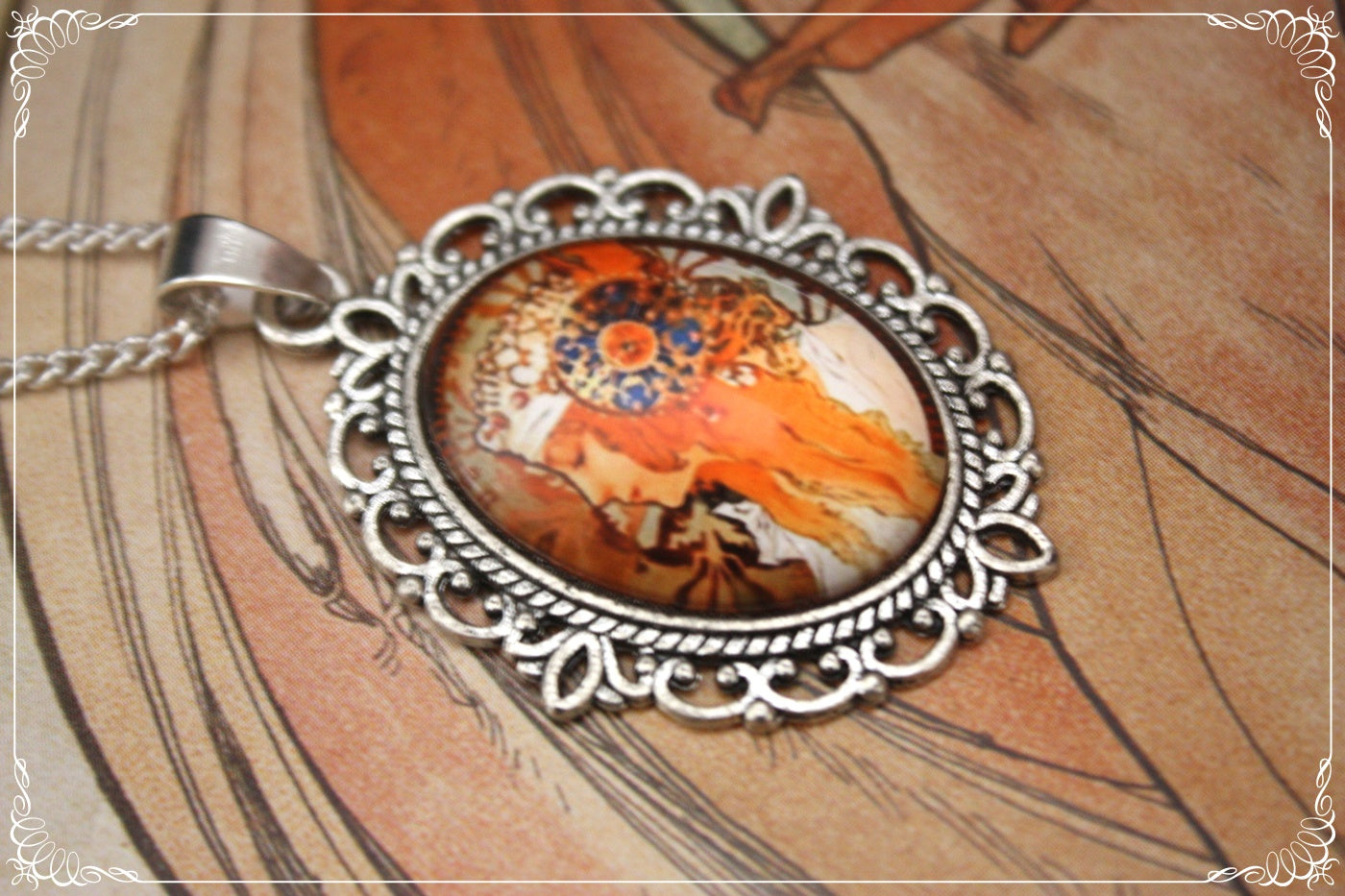 Petits Pendentifs "Mucha - Art Nouveau - Argent"