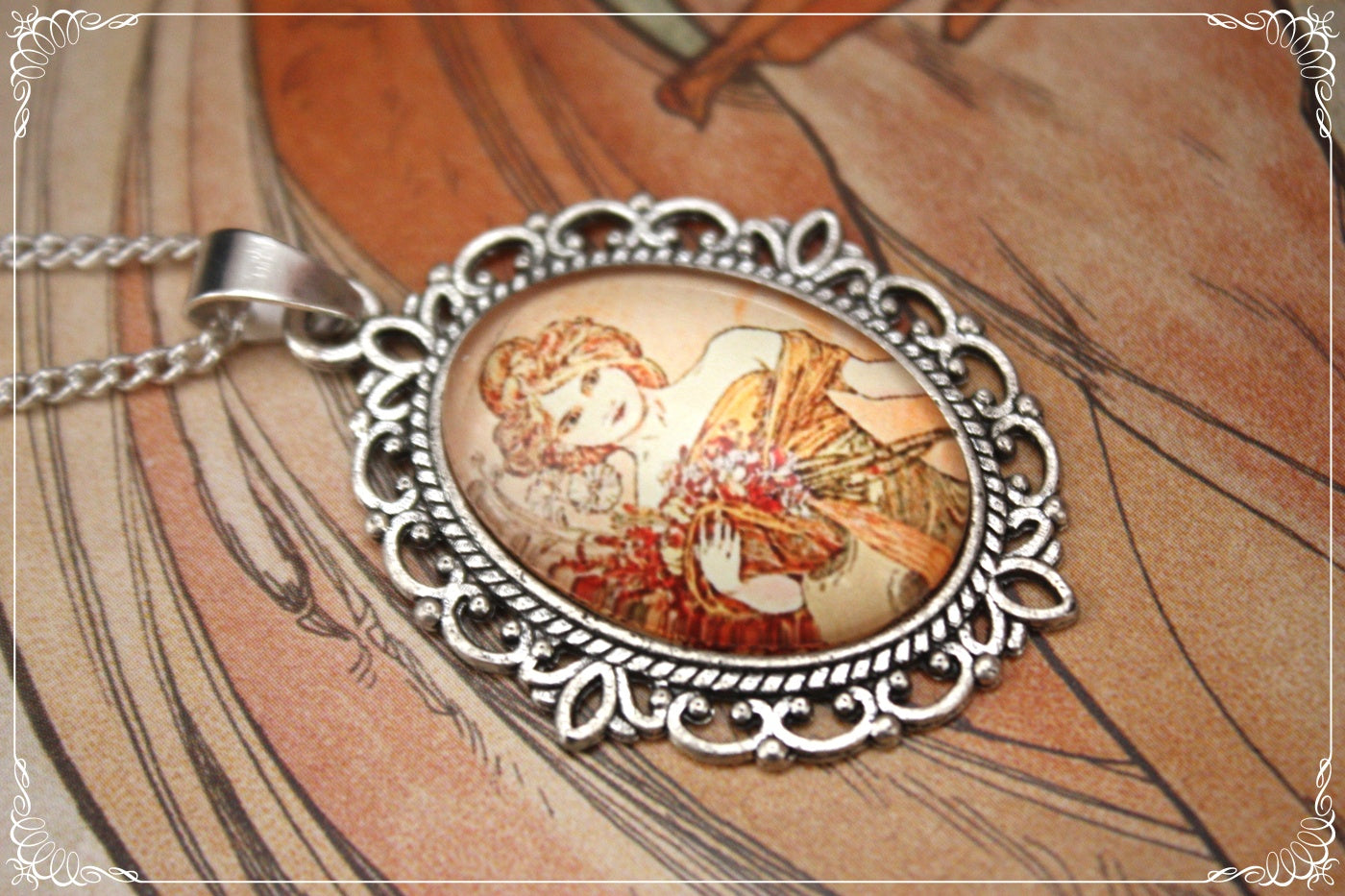 Petits Pendentifs "Mucha - Art Nouveau - Argent"