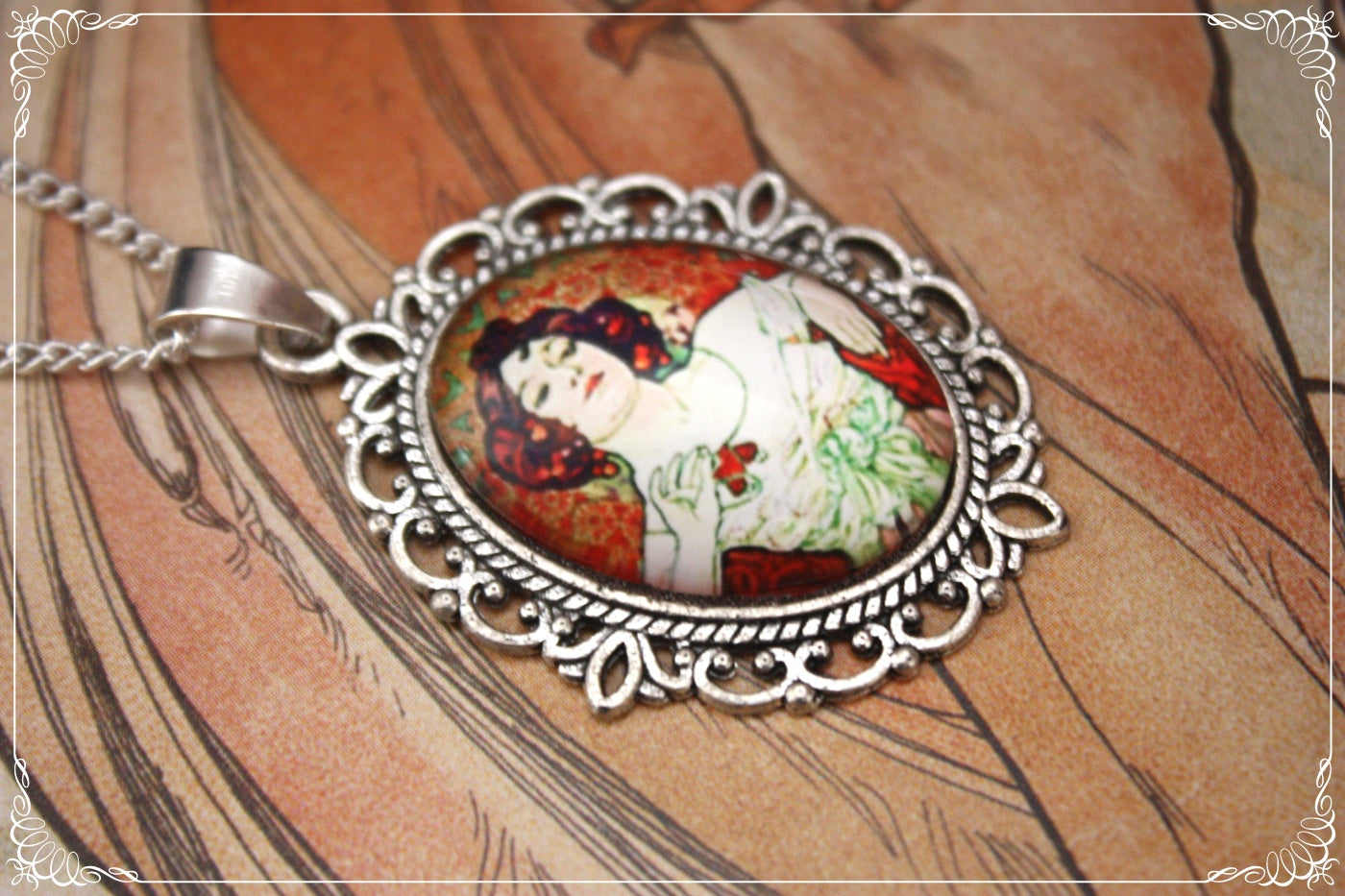 Petits Pendentifs "Mucha - Art Nouveau - Argent"