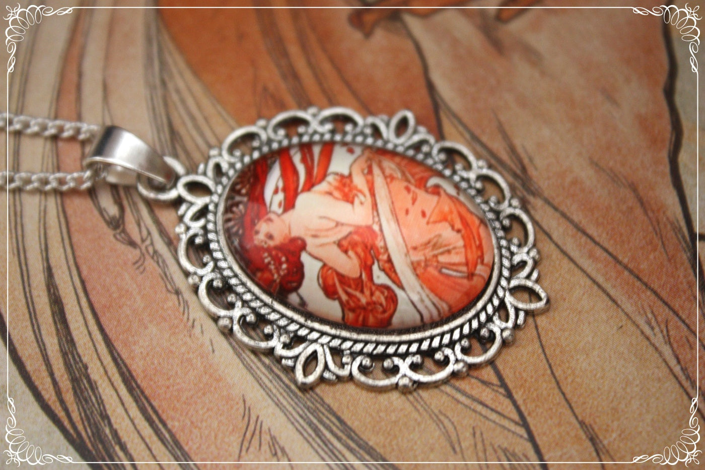 Petits Pendentifs "Mucha - Art Nouveau - Argent"