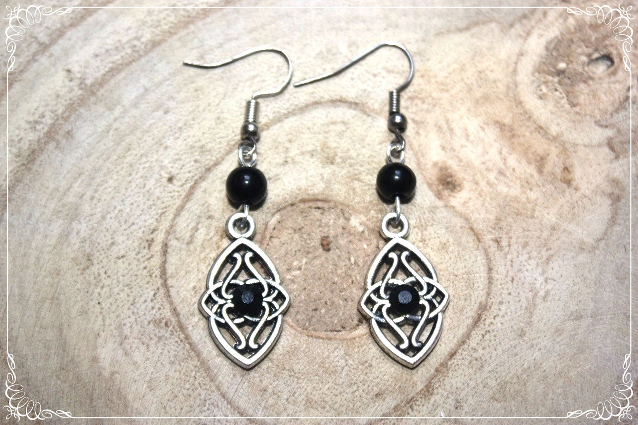 Boucles d'oreilles celtiques "Navettes - perles"