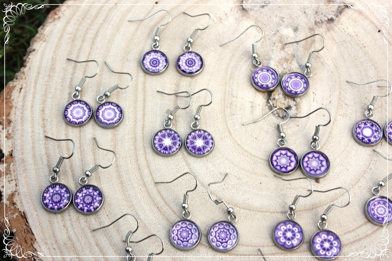 Boucles d'oreilles "Mandalas - Violets "