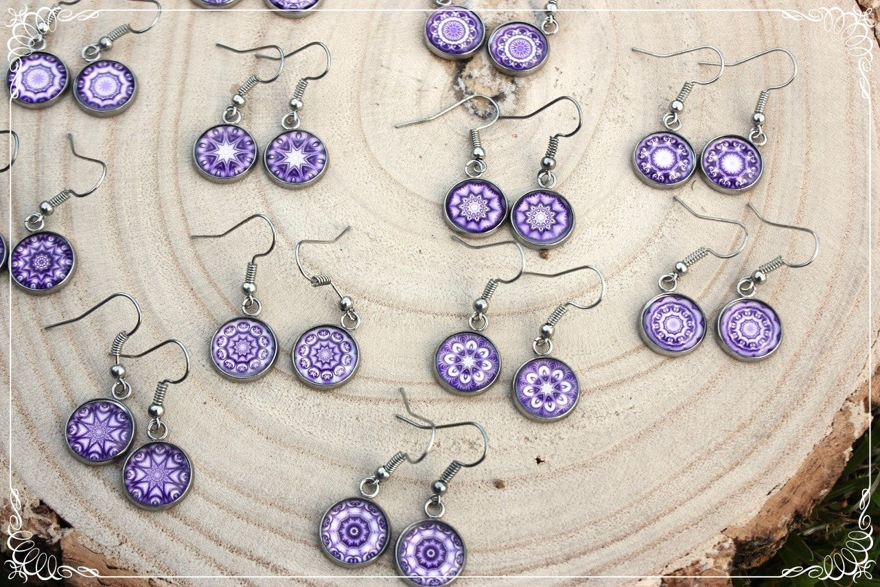 Boucles d'oreilles "Mandalas - Violets "