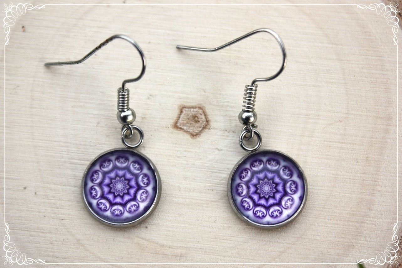 Boucles d'oreilles "Mandalas - Violets "