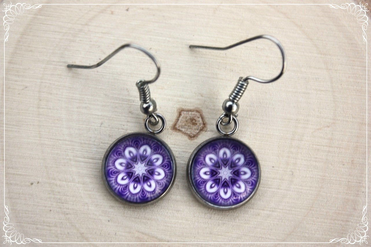 Boucles d'oreilles "Mandalas - Violets "
